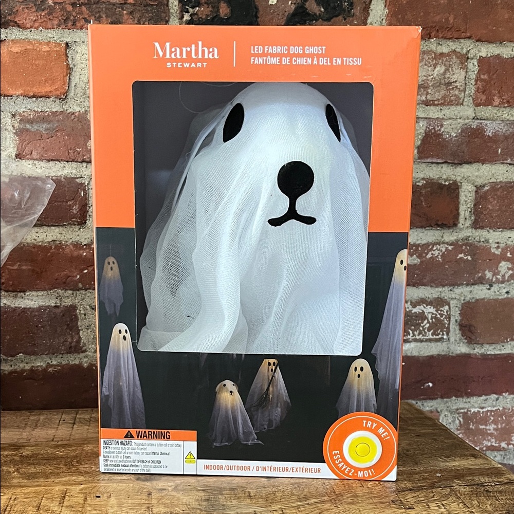Martha Stewart White LED Ghost Dog Decor